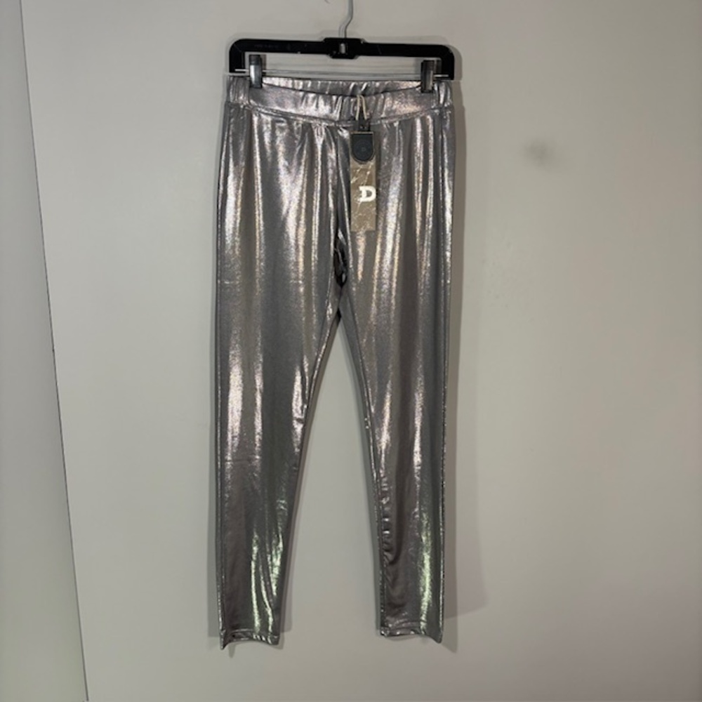 Double D Ranch Pants Womens XS Silver Metallic Jegging Pull On Stretch Skinny